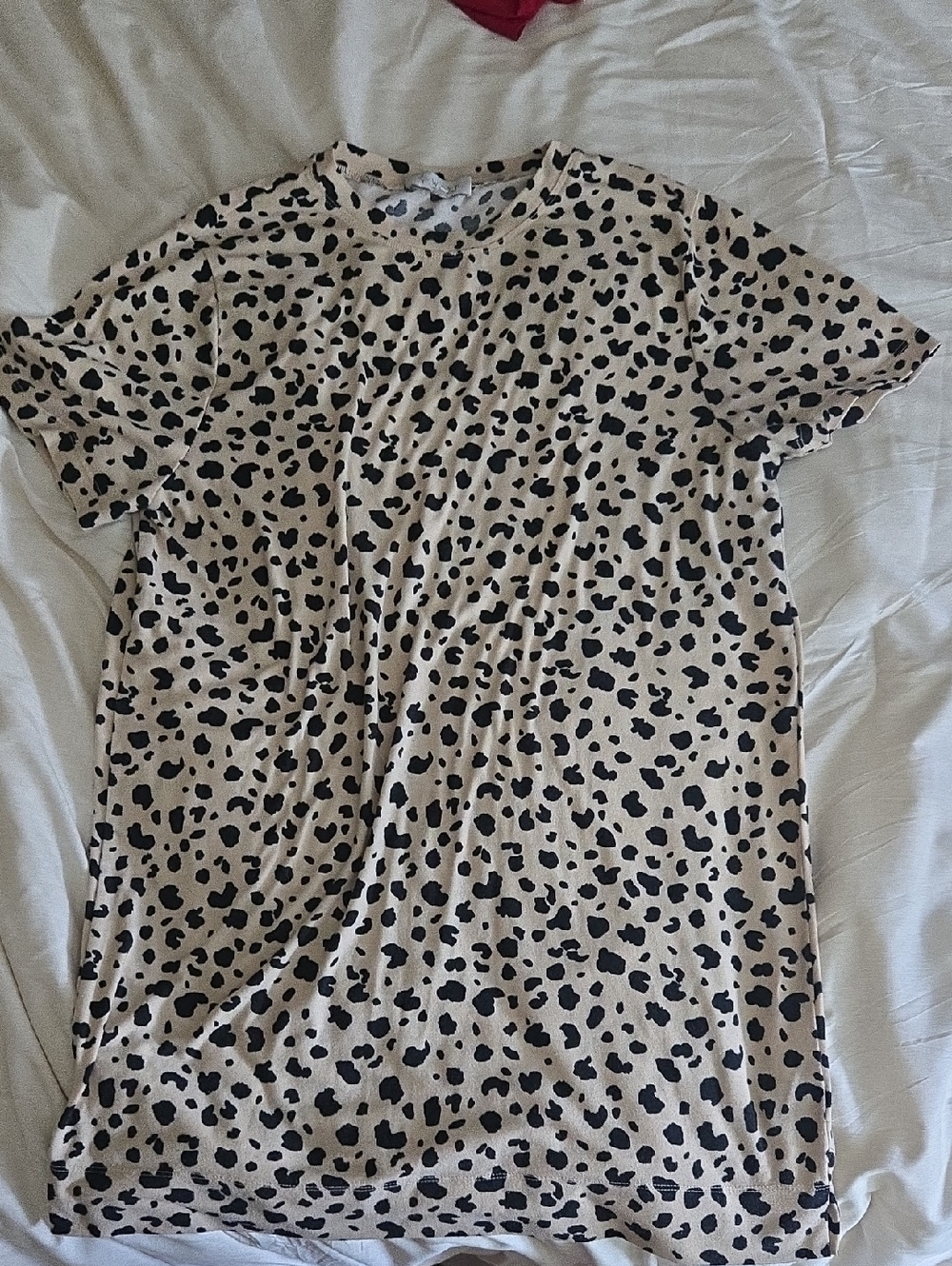 Wayf Beige Leopard-Spot Crewneck Tee Dress